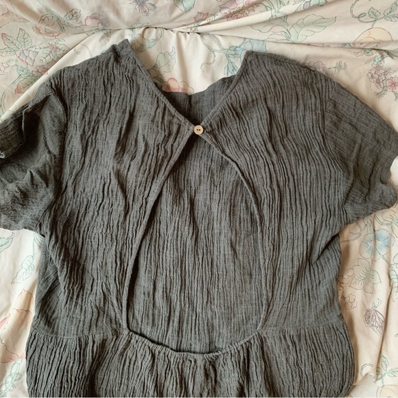 Free People Gray Open Back Jumpsuit Linen Cotton Blend - Picture 3 of 10